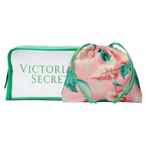 NEW Victoria's Secret Pink and Green Cosmetic Bag Duo